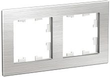 Рамка универсальная Systeme Electric AtlasDesign Nature 2-м. металл серебро картинка